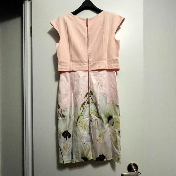 NEW Ted Baker Floral Dress Blush Pink Size 1 - Picture 3 of 7